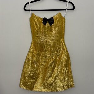 MR. HAQUE Gold Mini Dress